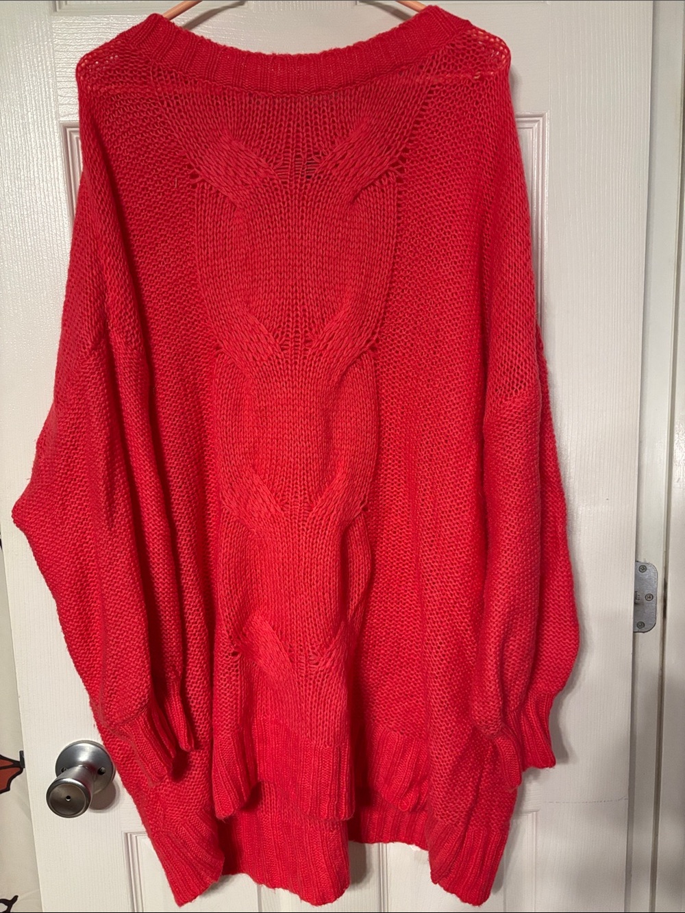 aerie pink Cable Knit Scoop-Neck Pullover Sweater